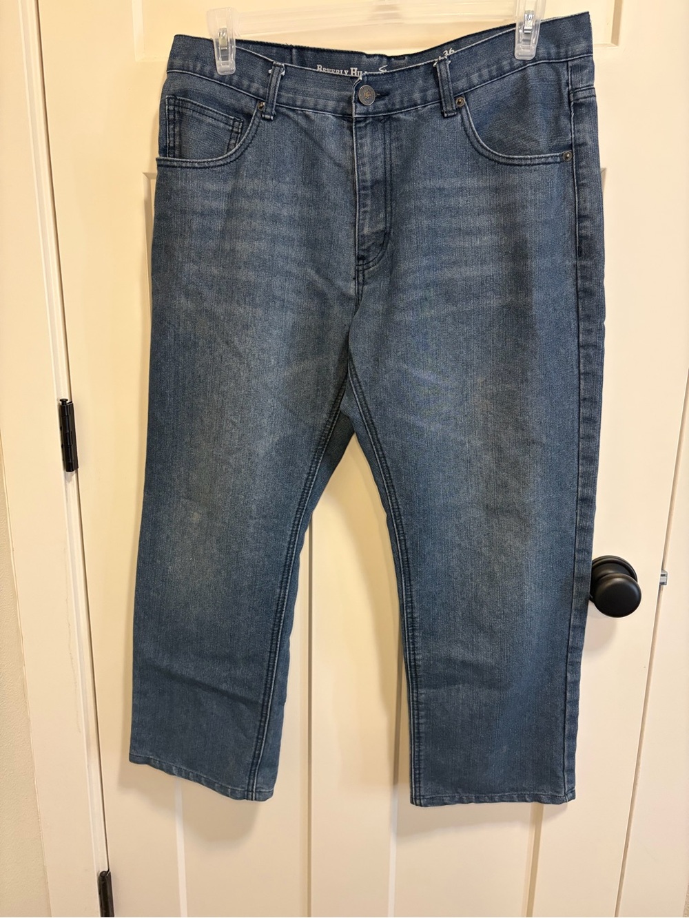 Beverly Hills Polo Club Menโs Blue Stretch Relaxed Jeans
